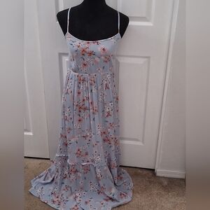 Pink Rose Peasant Floral Maxi Dress   Size S